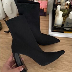 Zara Black Ankle Booties with Block Heel